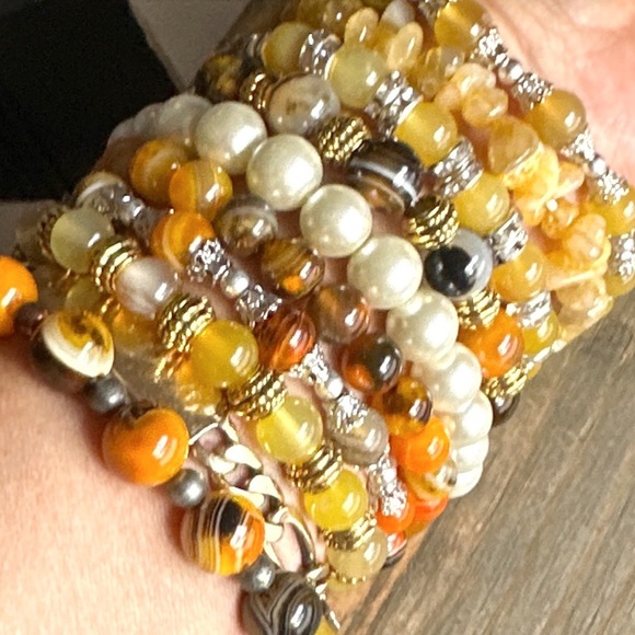 Crazy lace Agate/Laguna Agate and amethyst beaded bohemian bracelet - Picture 4 of 7